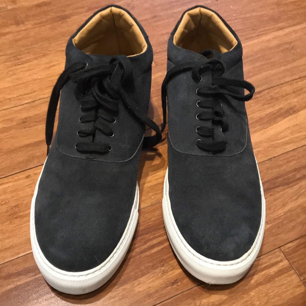 Navy suede semi high tops